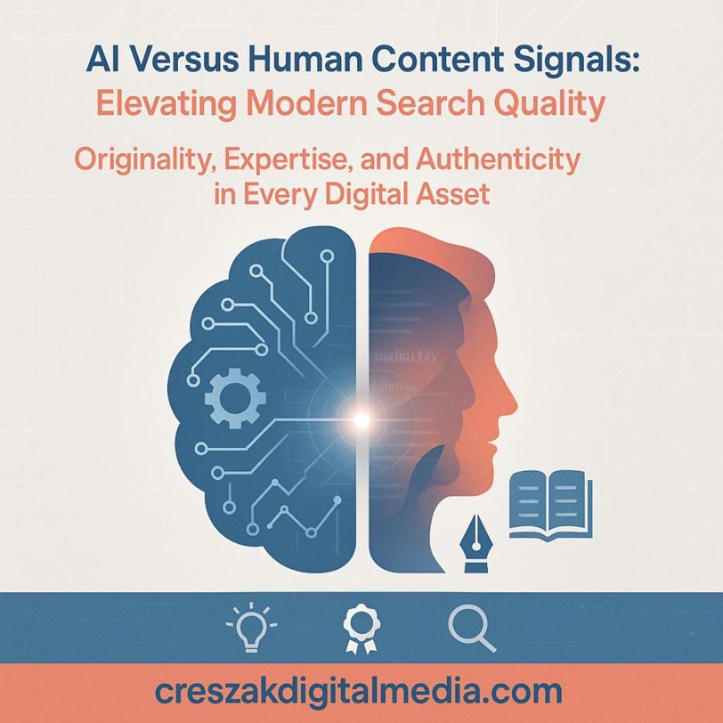 How AI and human content signals influence modern search quality and strengthen SEO Services for Small Businesses by CresZak Digital Media.