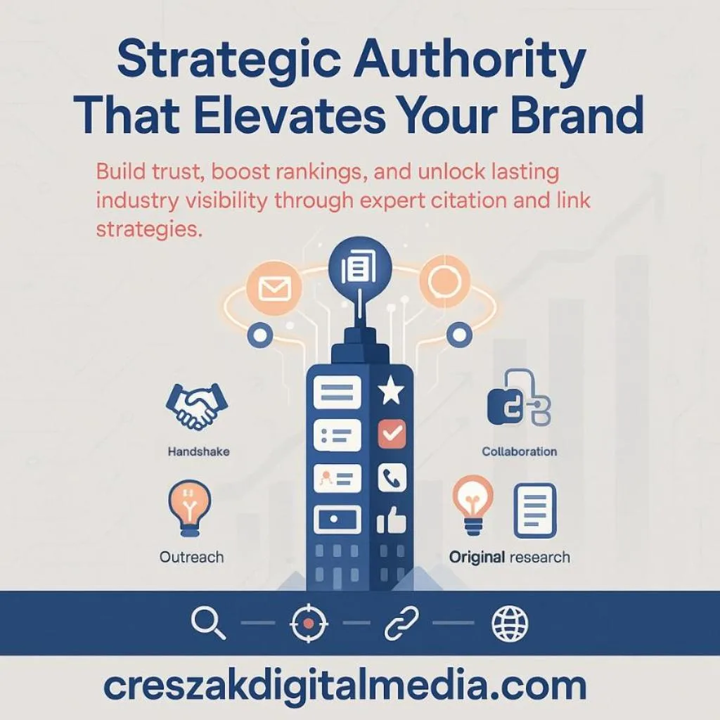building authority through strategic citation development and link acquisition CresZak Digital Media strengthens authority with citation and link-building SEO Services.