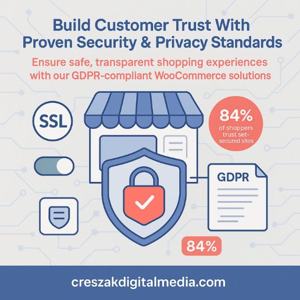 building customer confidence through security and privacy standards CresZak Digital Media building customer confidence with secure WooCommerce Web Design Services