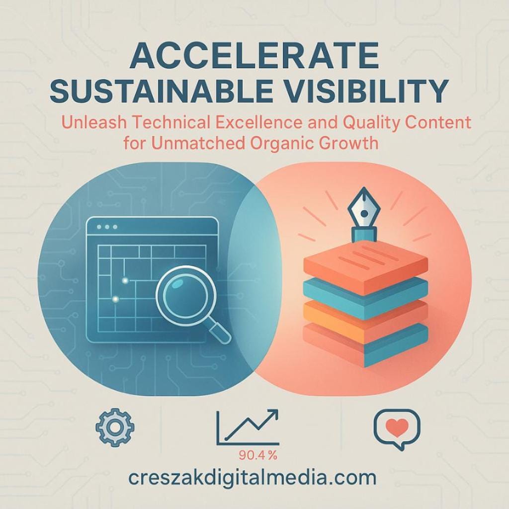 building sustainable visibility through technical excellence and quality content CresZak Digital Media builds sustainable visibility through technical SEO excellence.