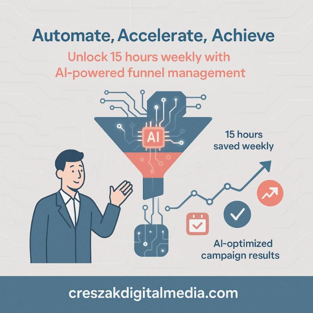 can an ai-powered builder streamline your funnel marketing process and free up time for core business tasks AI-powered Funnel Marketing Services by CresZak Digital Media improving process efficiency.