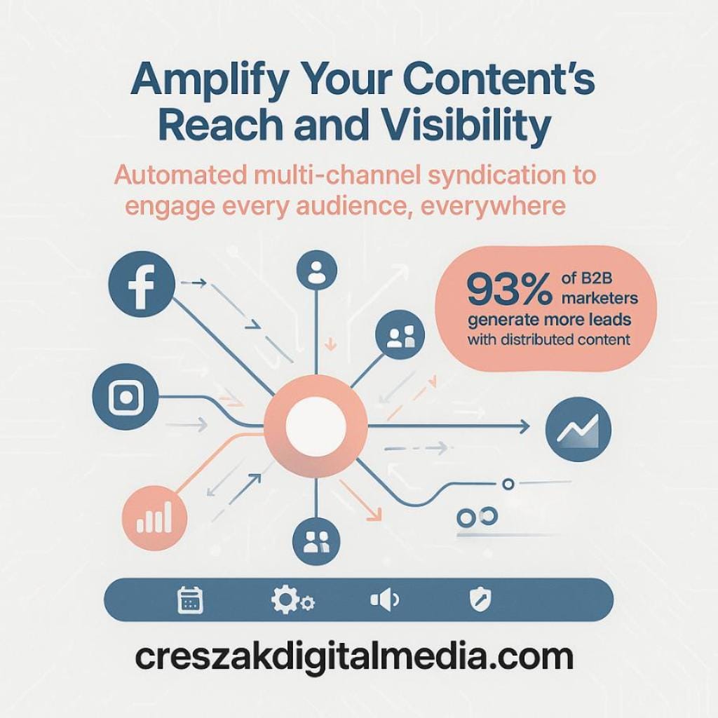 Content distribution platforms amplifying visibility and supporting Lead Gen SEO Services – CresZak Digital Media.