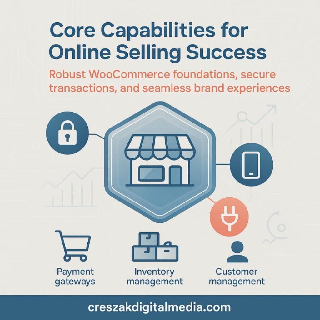 core capabilities that power successful online selling Core WooCommerce Web Design Services by CresZak Digital Media that power successful online selling