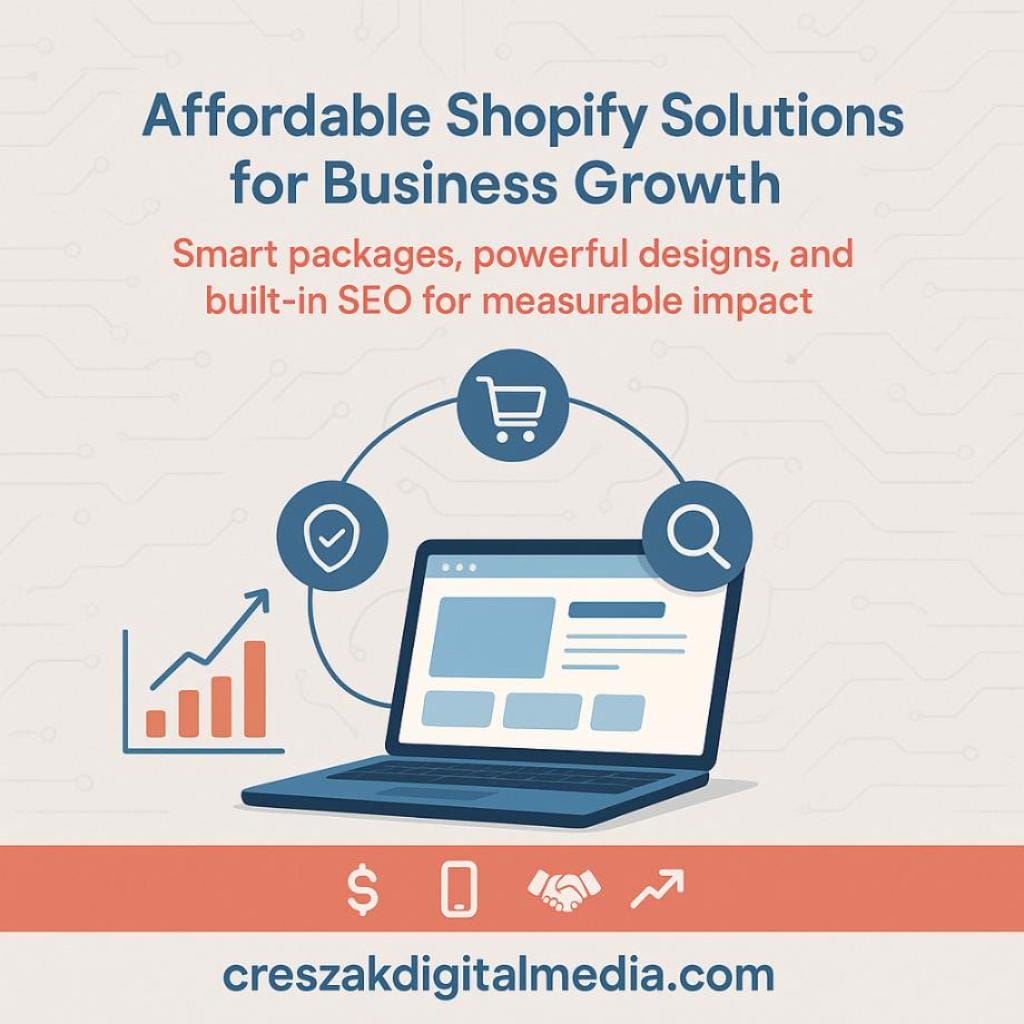 cost-effective solutions that fit your growing business CresZak Digital Media offering cost-effective Shopify Web Design Services for growing businesses