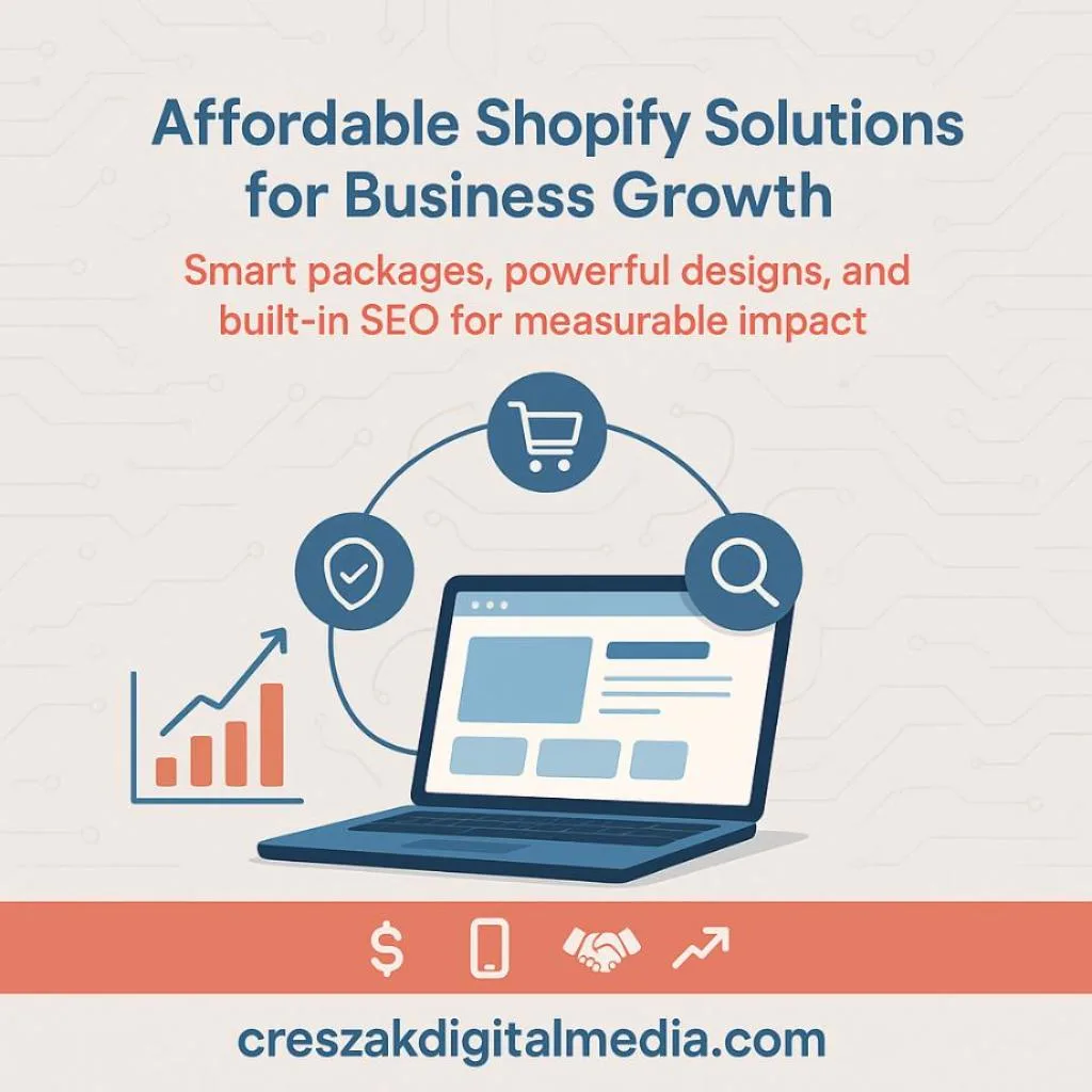 CresZak Digital Media offering cost-effective Shopify Web Design Services for growing businesses
