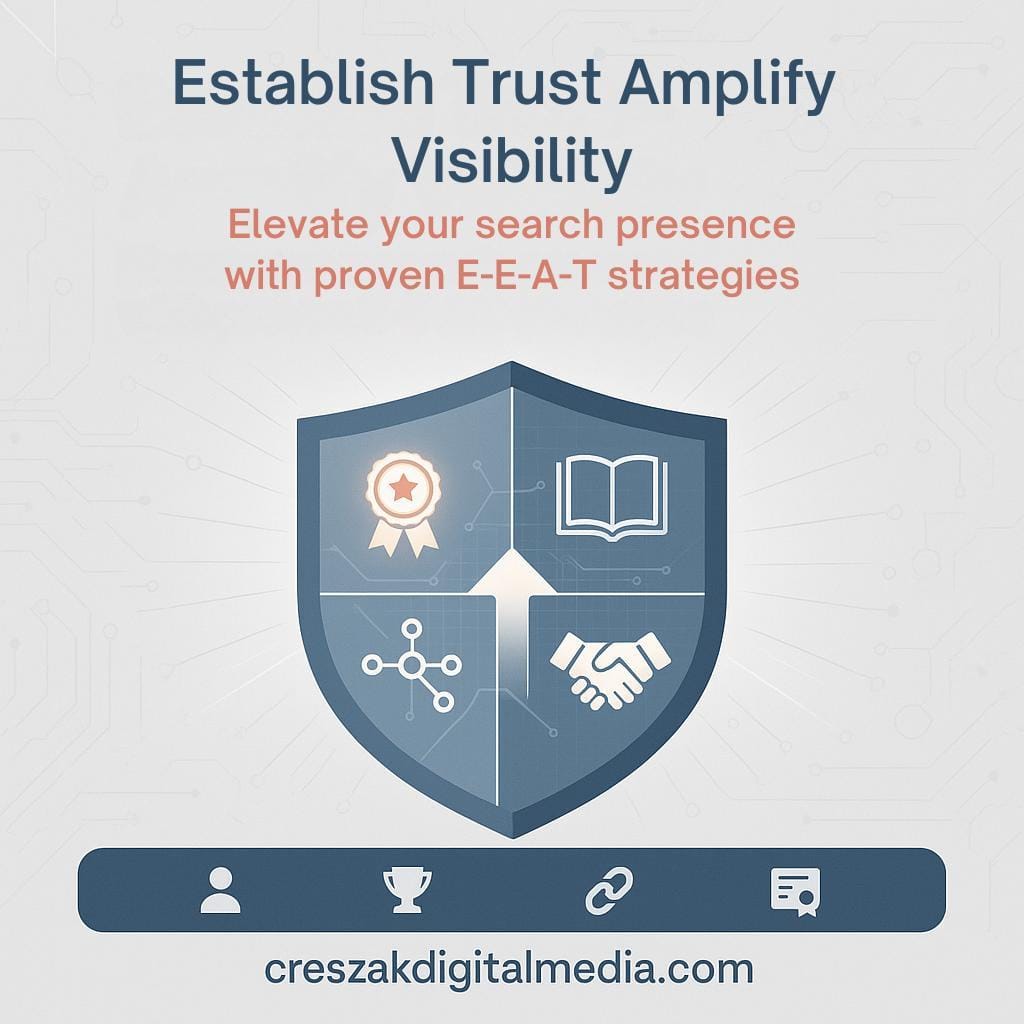 How E-E-A-T signals improve trustworthiness and strengthen SEO Services for Small Businesses by CresZak Digital Media.