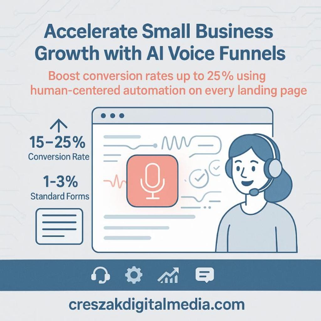 has any small business tried a marketing funnel strategy that uses ai voice agents on landing pages to boost conversions CresZak Digital Media Funnel Marketing Services using AI voice agents for higher landing page conversions.