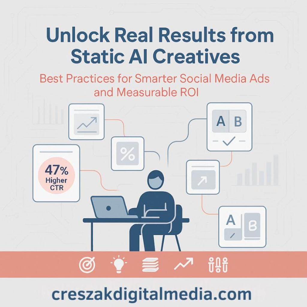 how can small businesses get real results from static creatives using best practices for using ai in social media ads AI-enhanced static creatives powered by Social Media Ads Services from CresZak Digital Media.