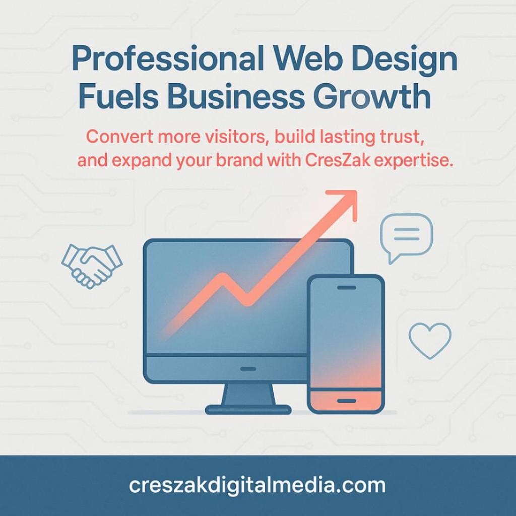how professional web design boosts business growth CresZak Digital Media Web Design Services boosting business growth through professional design.