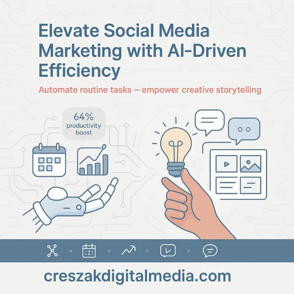 AI-streamlined Social Media Marketing Services with human creative control by CresZak Digital Media.