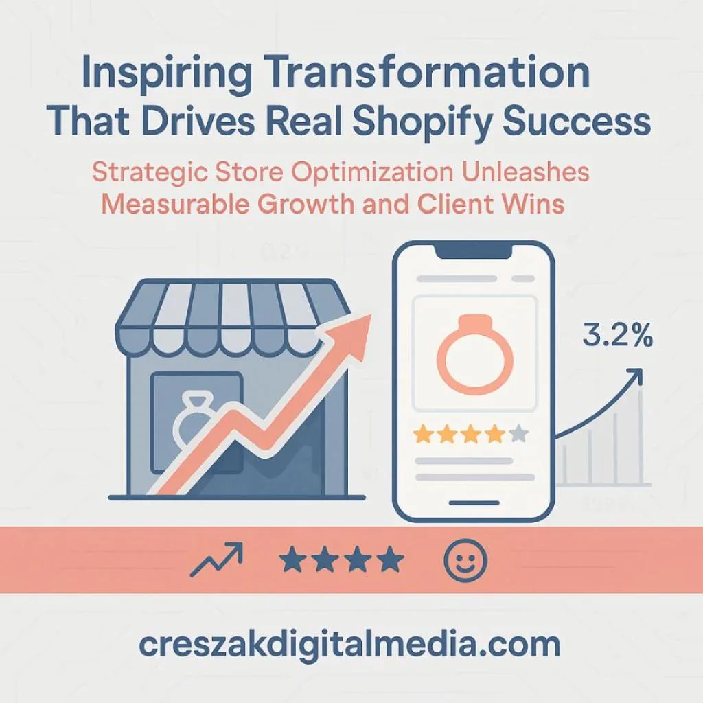 CresZak Digital Media showcasing strategic store optimization through Shopify Web Design Services