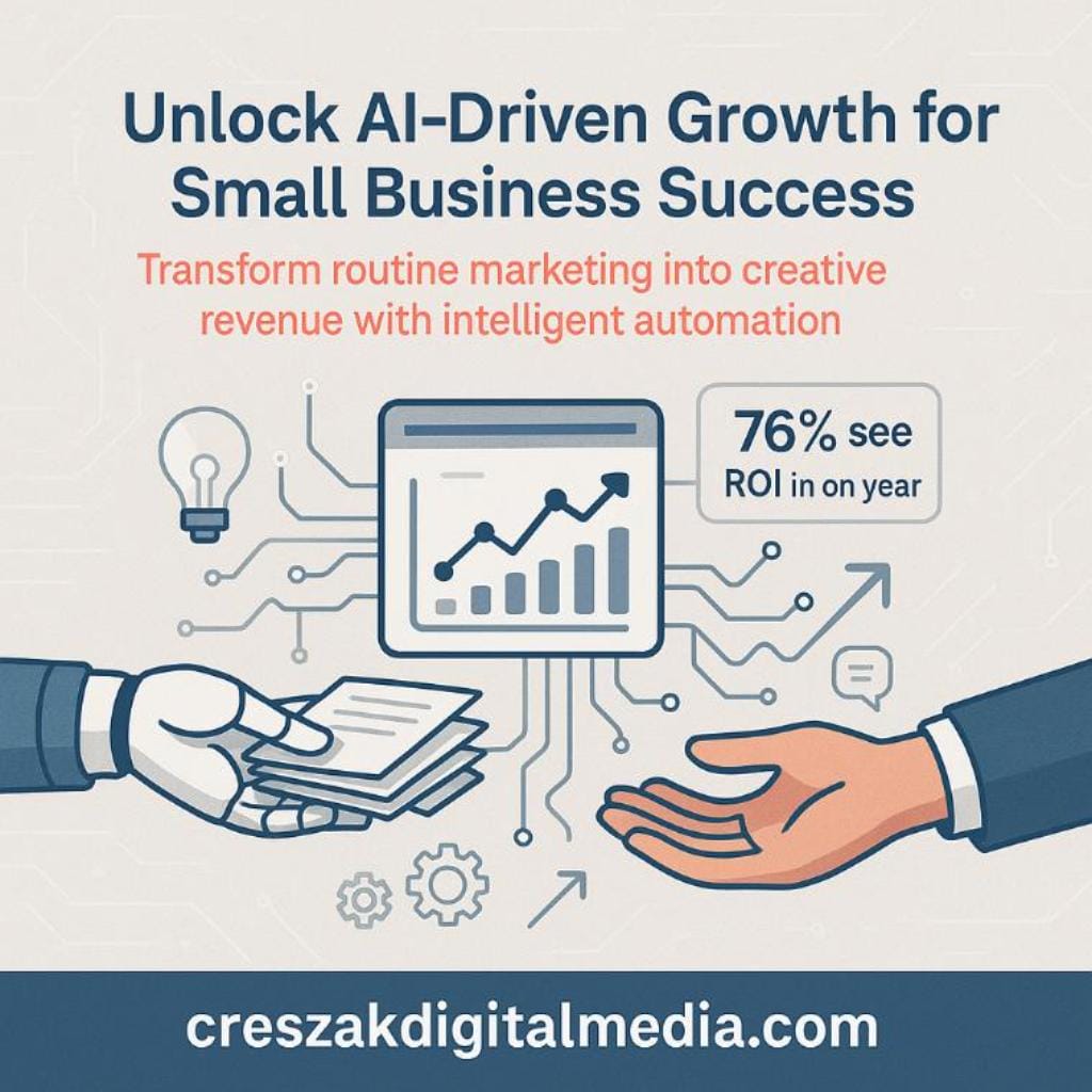 CresZak Digital Media offering AI Automation Services to enhance small business marketing performance.