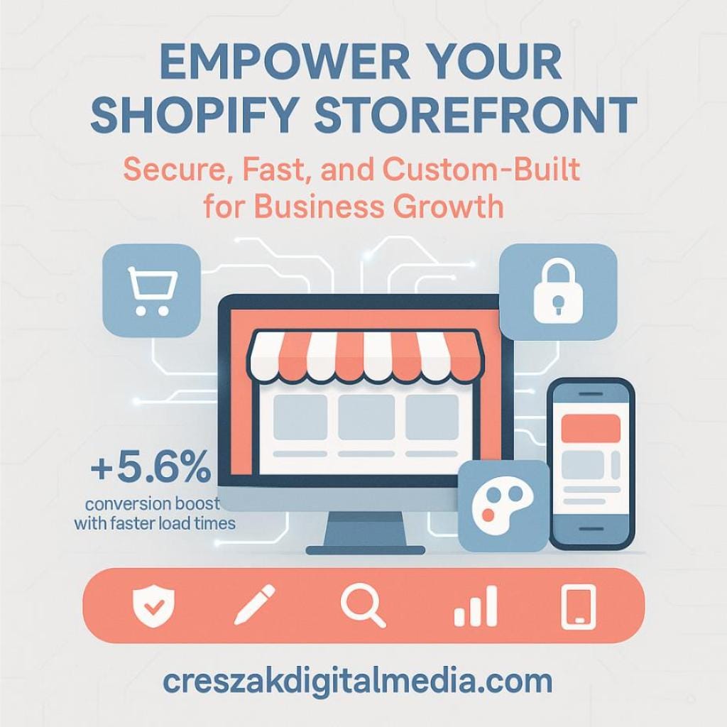 key shopify capabilities that strengthen your digital storefront Key Shopify Web Design Services by CresZak Digital Media enhancing digital storefront performance