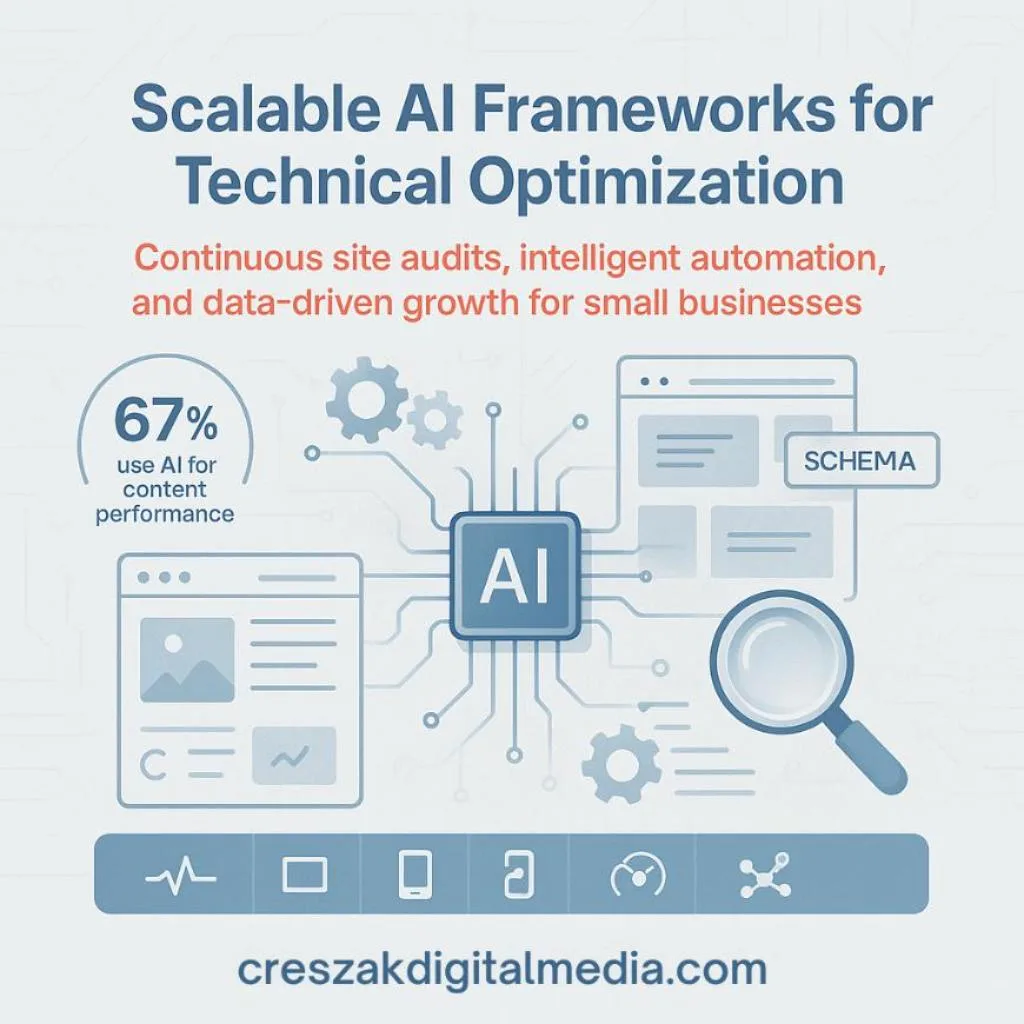 leveraging ai frameworks to scale technical optimization across business websites CresZak Digital Media applies AI frameworks to scale technical SEO Services.