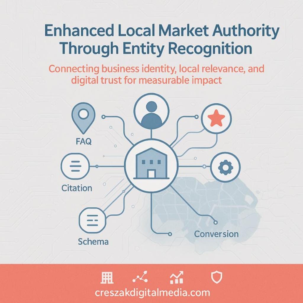 How leveraging entity recognition strengthens local market presence and Local SEO Services by CresZak Digital Media.
