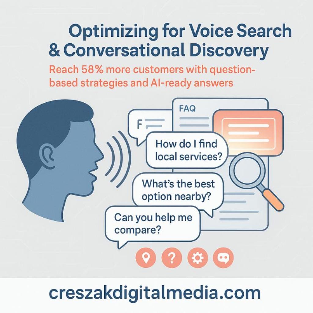 optimizing for voice search and conversational query patterns CresZak Digital Media optimizes for voice search through advanced SEO Services.
