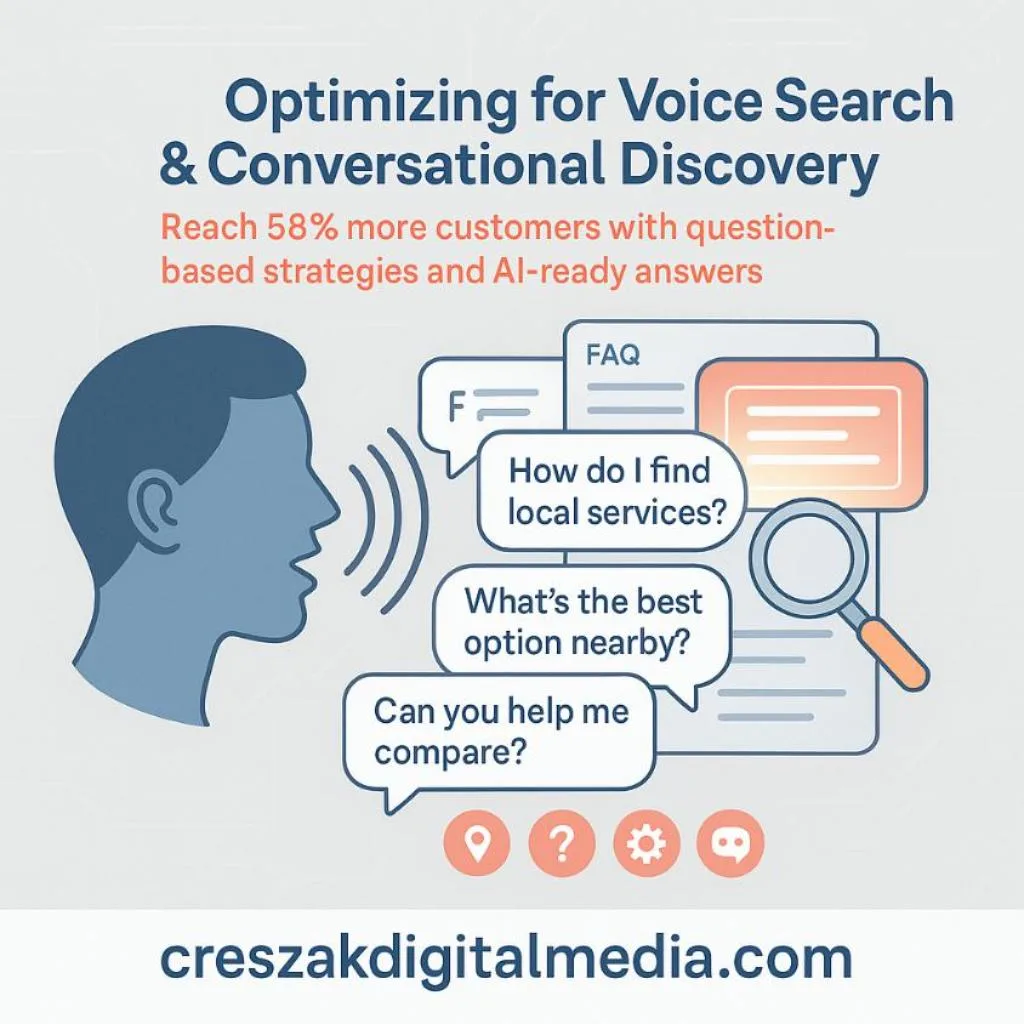 optimizing for voice search and conversational query patterns CresZak Digital Media optimizes for voice search through advanced SEO Services.