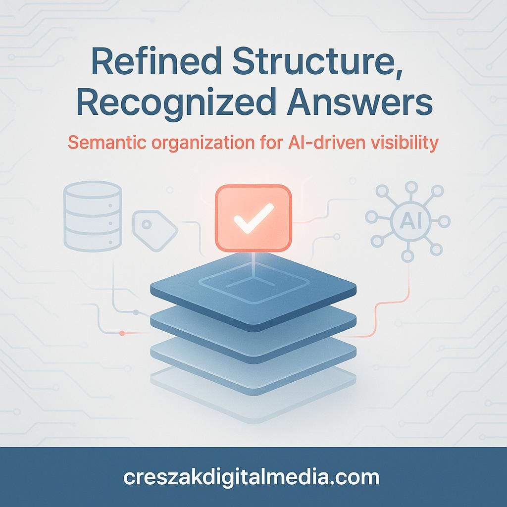 How semantic structuring boosts answer engine recognition and strengthens SEO Services for Small Businesses by CresZak Digital Media.