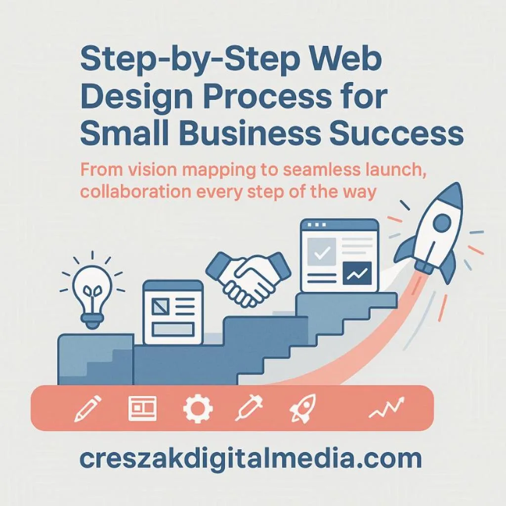 CresZak Digital Media Web Design Services detailing a step-by-step web design process.