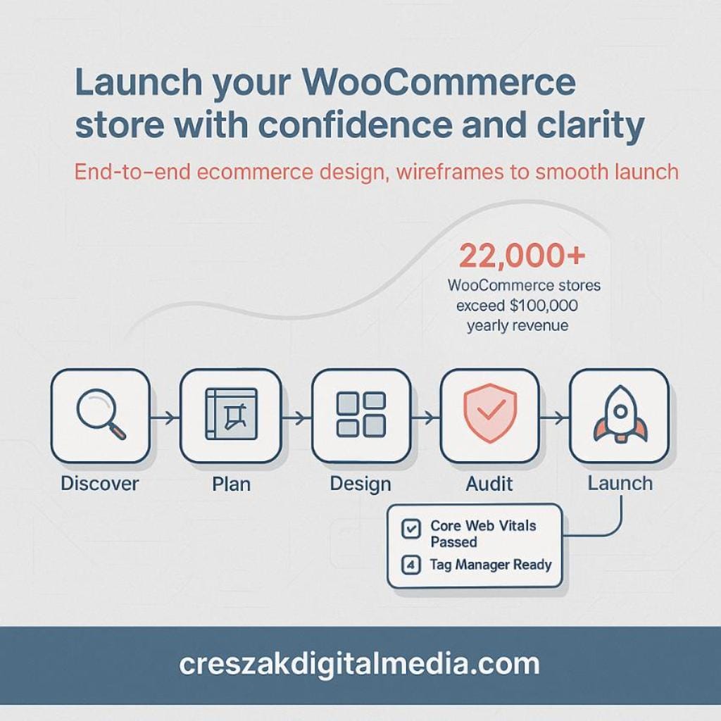 step by step woocommerce launch plan Step-by-step WooCommerce Web Design Services launch plan by CresZak Digital Media