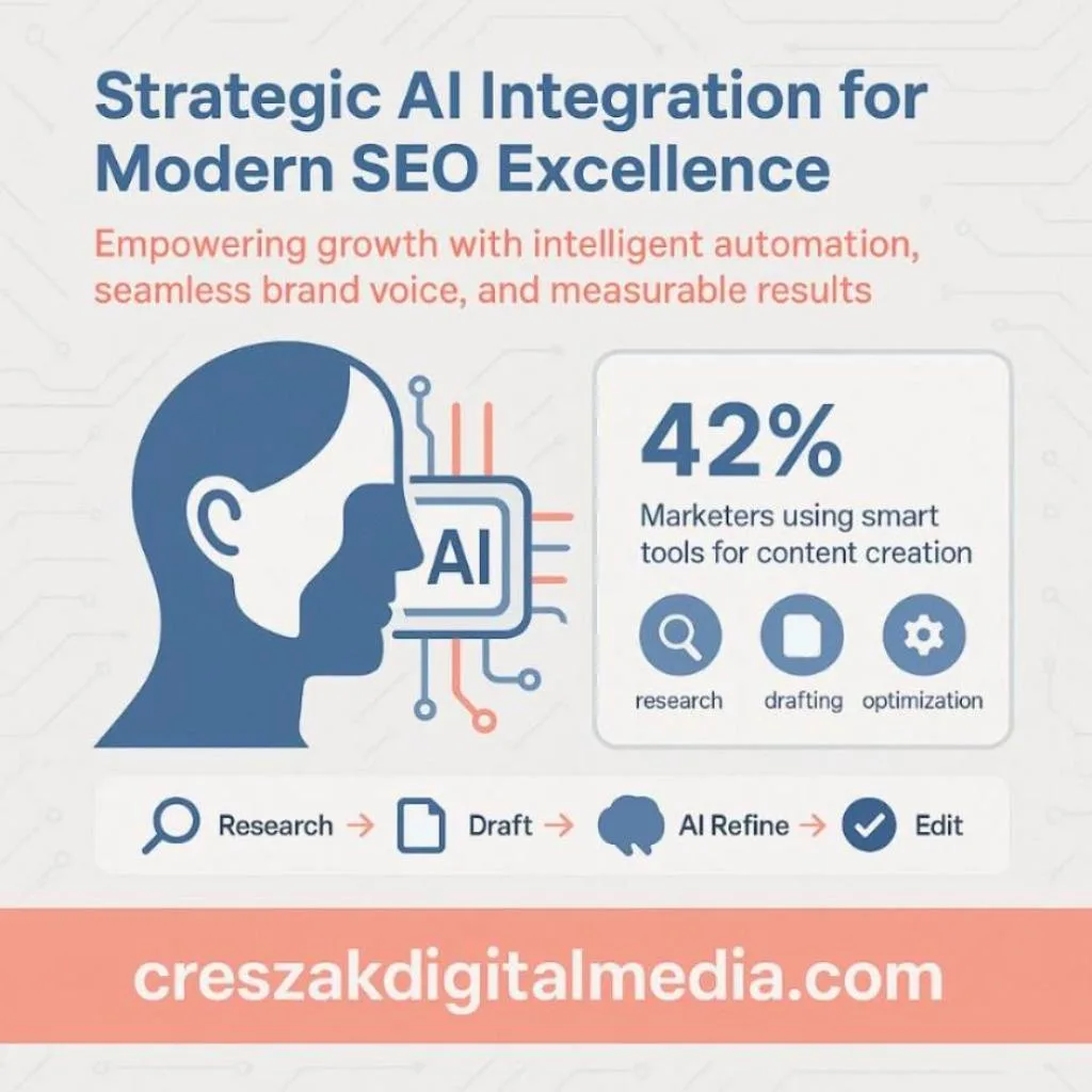strategic implementation of ai tools for modern seo copywriting CresZak Digital Media integrates AI tools into modern SEO copywriting workflows.
