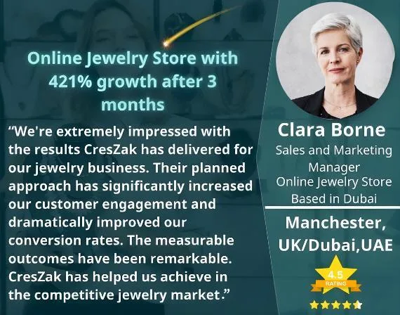 Clara Borne says CresZak Digital Media increased traffic and sales for our jewelry brand.