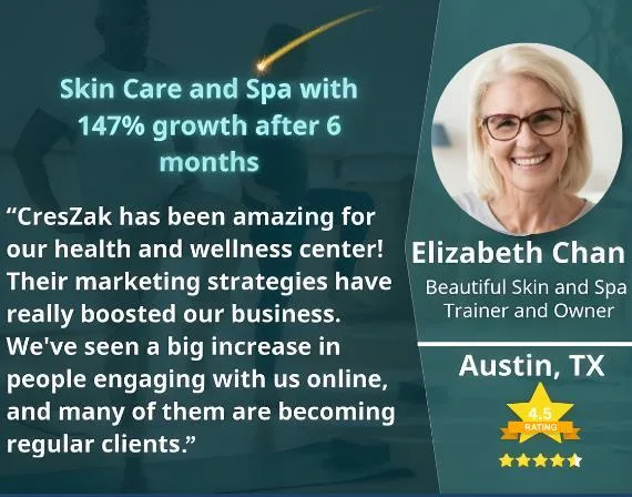 Elizabeth Chan says CresZak Digital Media boosted our spa’s visibility and client engagement.