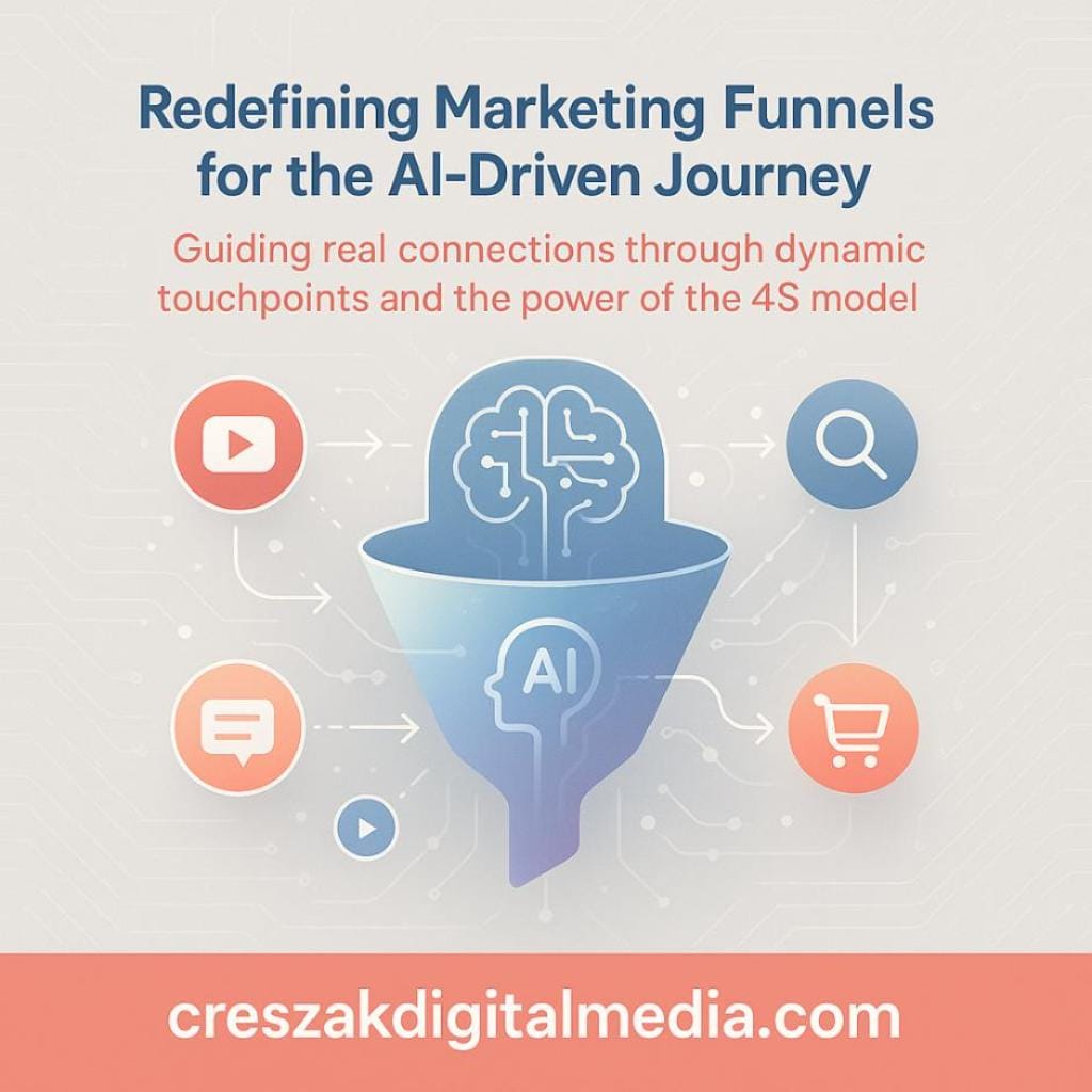 what is a marketing funnel and how does it fit into ai-driven discovery with the shift to the 4s model should small businesses rethink AI-driven Funnel Marketing Services by CresZak Digital Media for small business growth strategies.