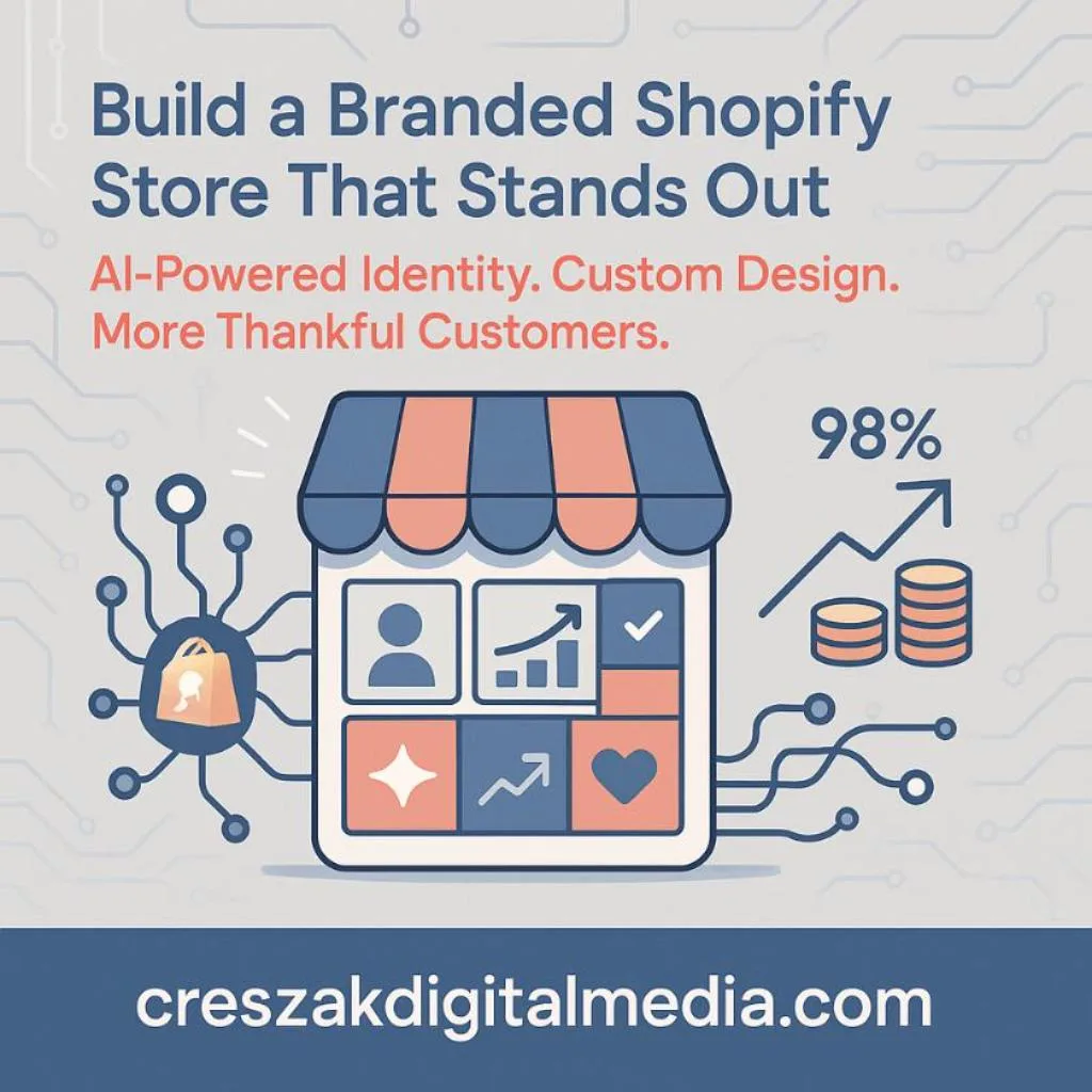 Best way to design a branded Shopify store with AI through Shopify Web Design Services by CresZak Digital Media