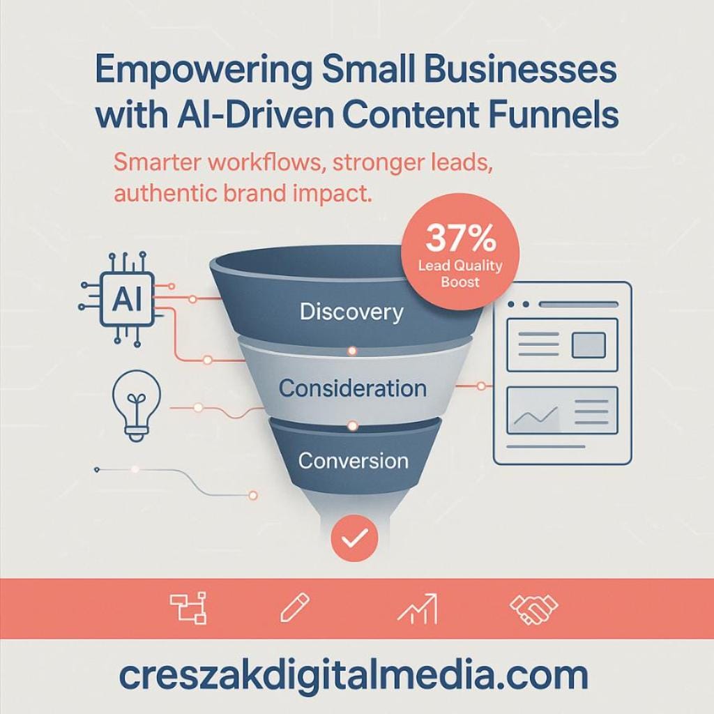 what’s the best way for small businesses to design an ai workflow that integrates with their content marketing funnel CresZak Digital Media Funnel Marketing Services integrating AI workflows for content funnel optimization.