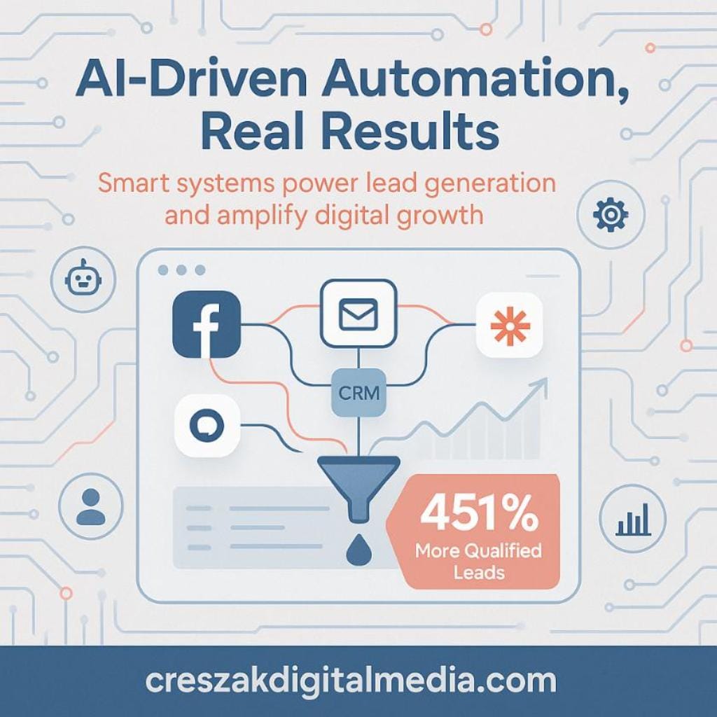 AI-automated Social Media Marketing Services and lead generation tools by CresZak Digital Media.