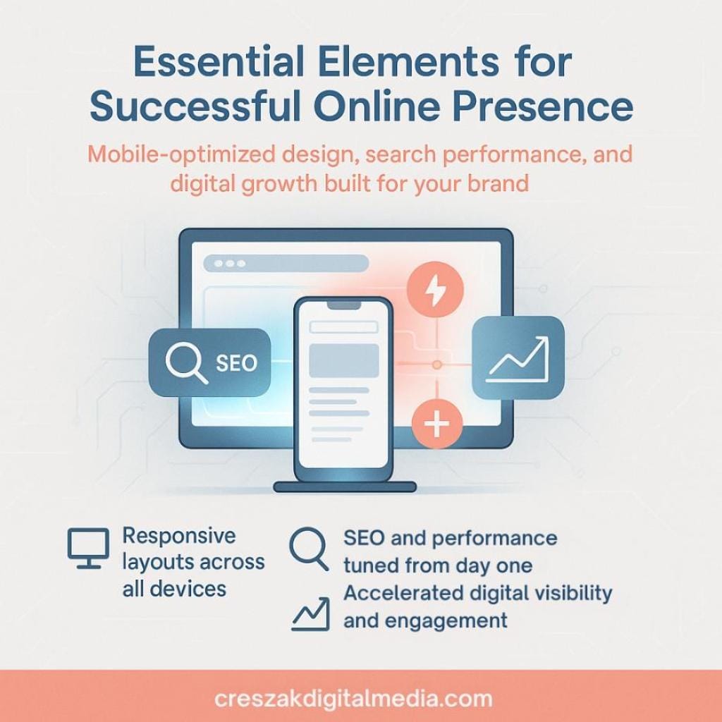 Essential elements for online success by CresZak Digital Media WordPress Web Design Company