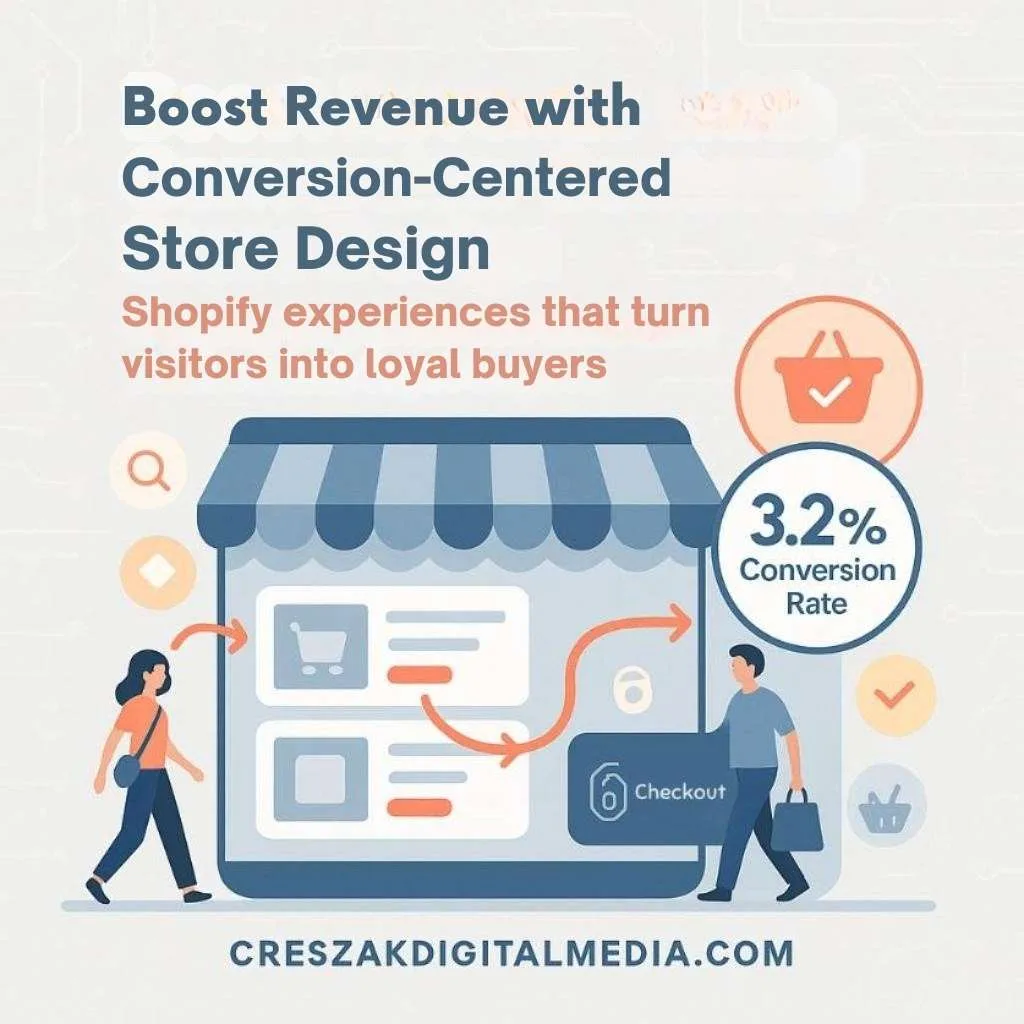 CresZak Digital Media using Shopify Web Design Services for revenue growth with conversion-focused layouts