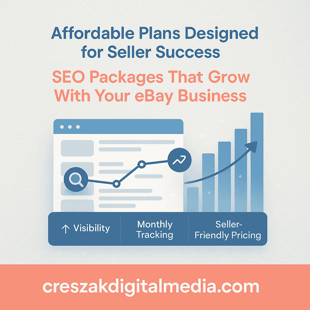 CresZak Digital Media offering affordable Ebay Seo Services plans designed for seller success