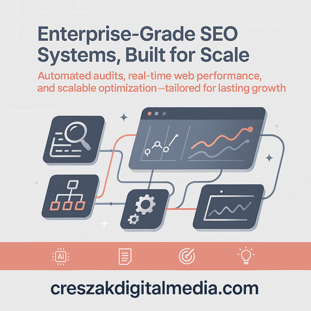 CresZak Digital Media highlighting core capabilities of enterprise-grade Enterprise SEO Services systems