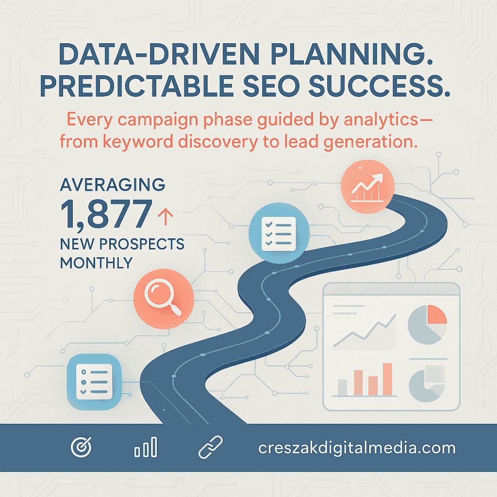 CresZak Digital Media applying data-driven planning across all Lead Gen Seo Services campaigns