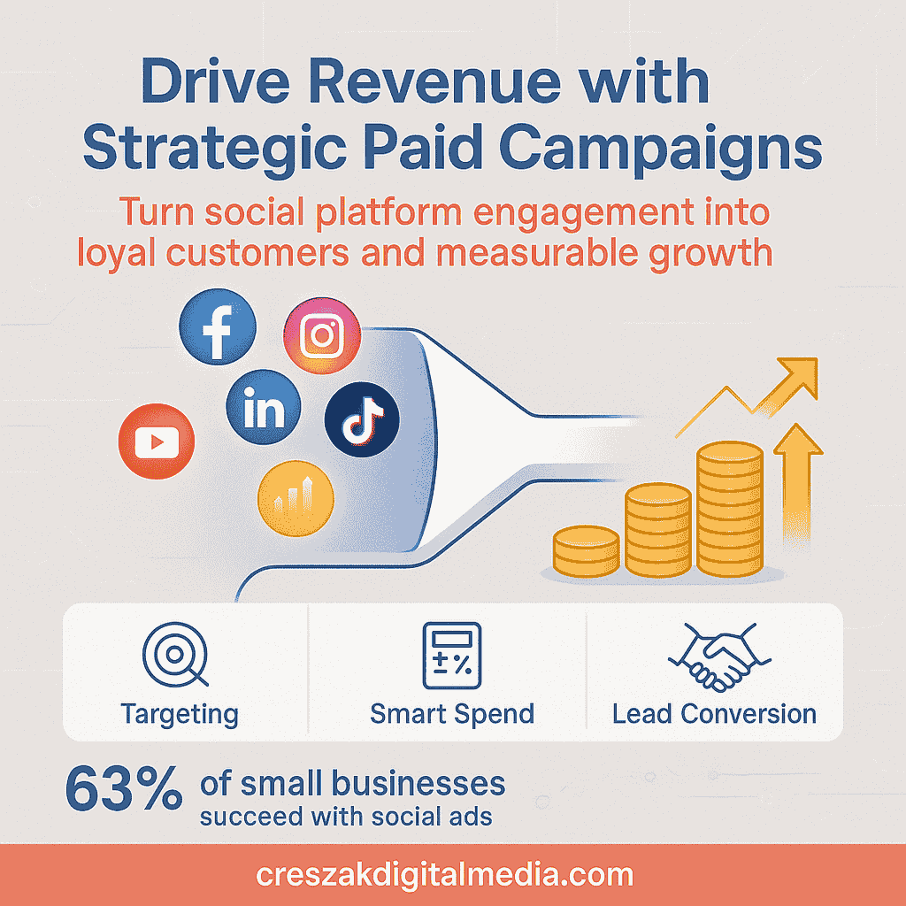 driving revenue with strategic paid campaigns Driving revenue through strategic paid campaigns using Social Media Ads Services from CresZak Digital Media