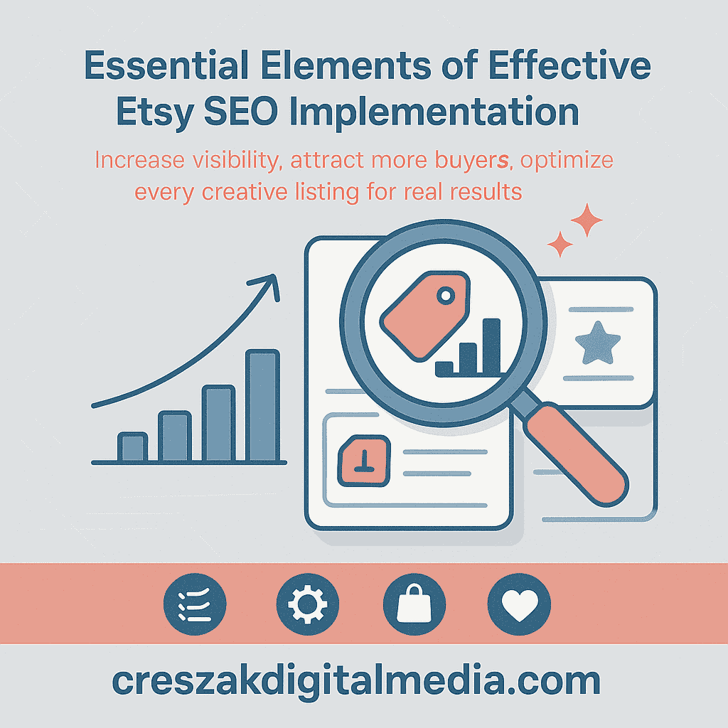 CresZak Digital Media outlining essential elements of effective Etsy Seo Services implementation