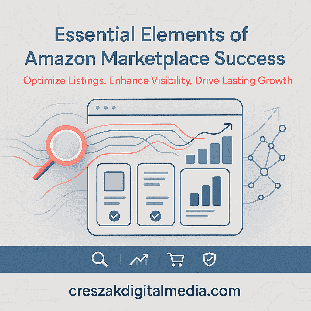 essential elements of successful amazon marketplace optimization CresZak Digital Media outlining essential elements of effective Amazon SEO Services optimization
