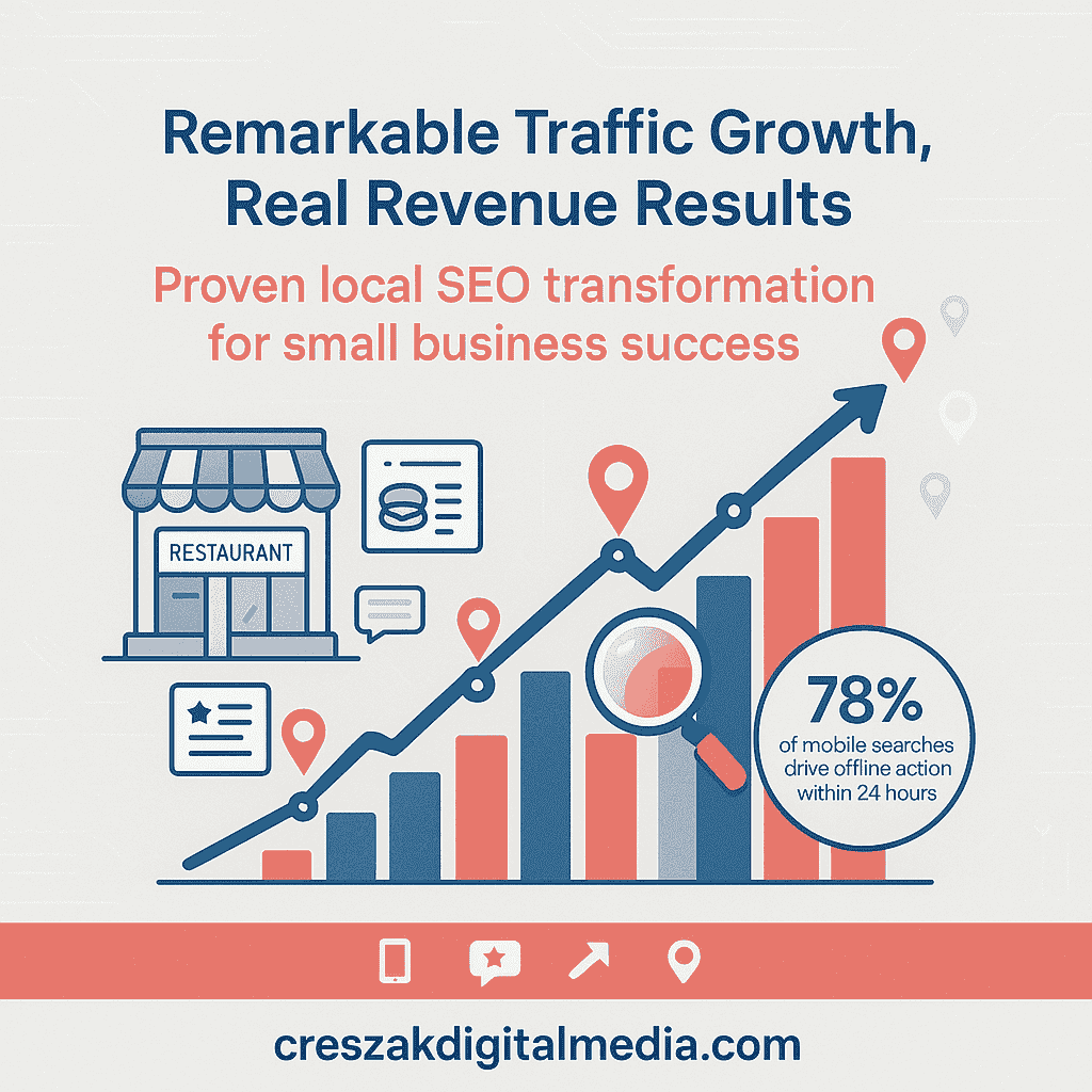 CresZak Digital Media case study showing remarkable traffic growth through Seo For Small Businesses