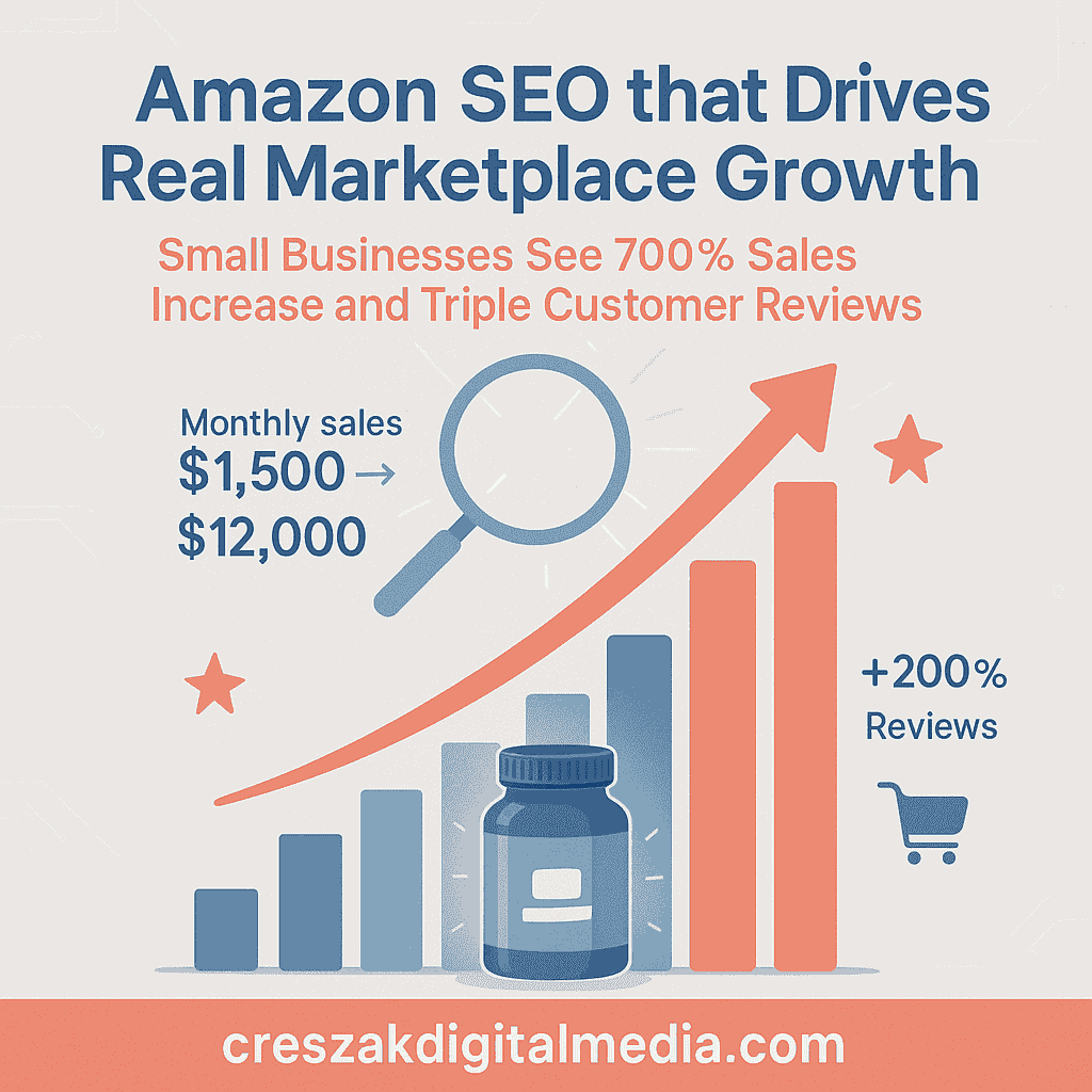 real growth from our amazon seo client results CresZak Digital Media showcasing real client growth achieved through Amazon SEO Services