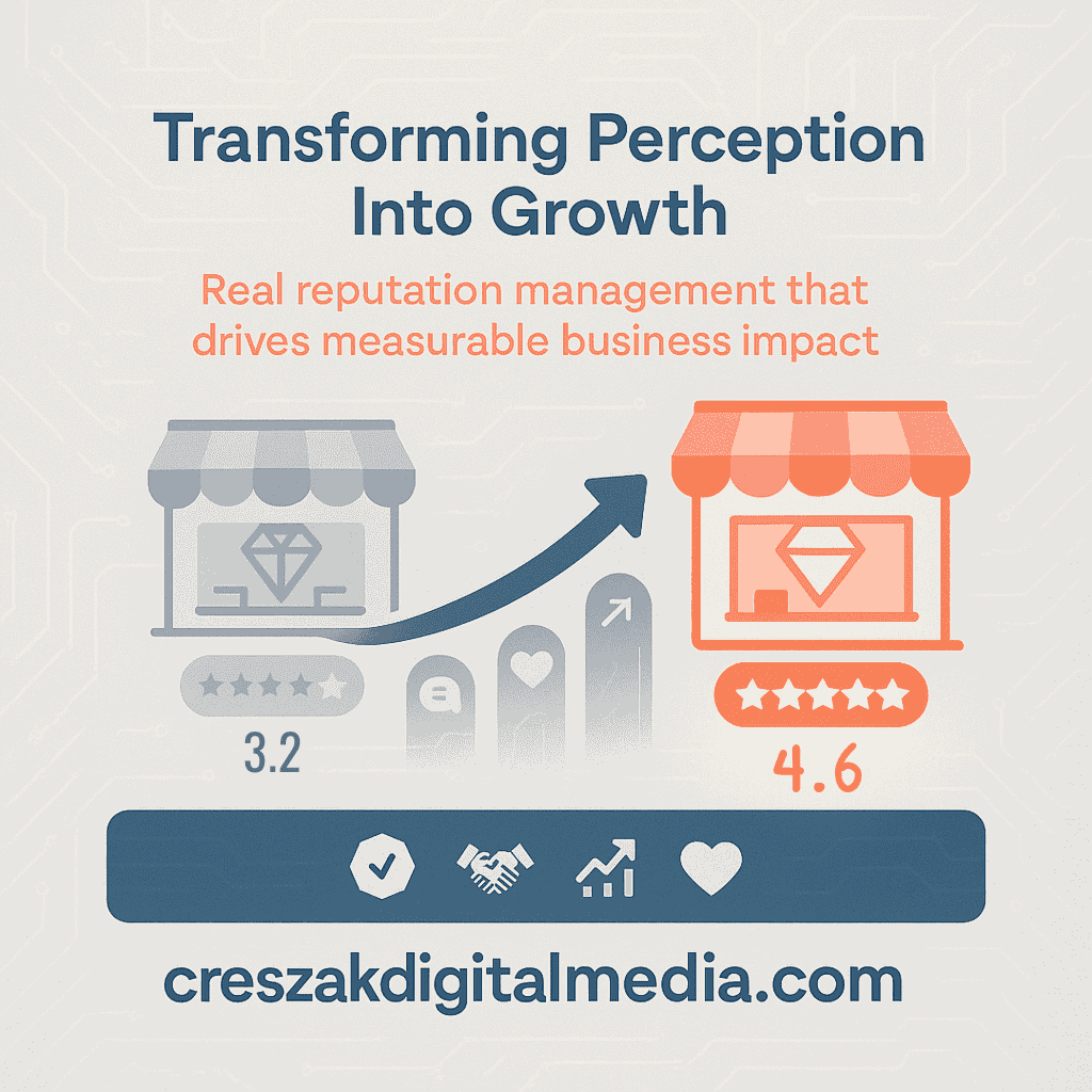 transforming customer perception through measurable action Transforming customer perception through measurable actions using Reputation Management Services by CresZak Digital Media